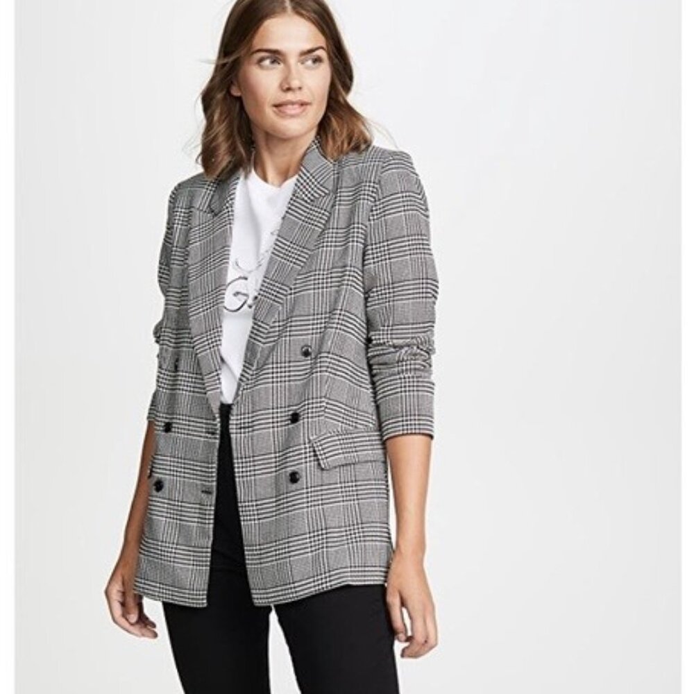 WAYF Finn Plaid Double Breasted Blazer